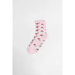 KOAJ - Media Larga, con diseño en jacquard de cerezas. Mujer