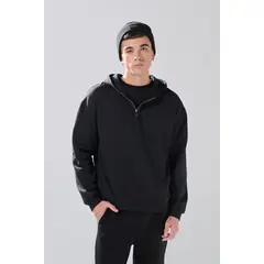 KOAJ - Buzo unicolor oversize con cremallera en pechera y capo Hombre