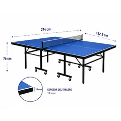 HOMESALE - Mesa de Ping Pong Profesional 18MM Color AzulClaro Con Rueda
