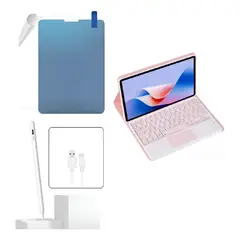 GENERICO - FORRO ESTUCHE TECLADO TRACK PAD PARA XIAOMI REDMI PAD 2+ PAPER LIKE + LAPIZ ROSA