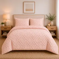 LILE - Juego de Duvet Jacquard Blanco-Gris-Curuba Rombos + Sábana + Fundas