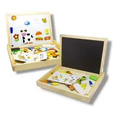 GENERICO - Pizarra Magnética De Madera Para Niños - Tiza Y Marcador