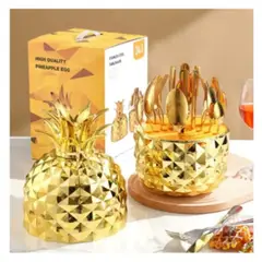 GENERICO - Juego Cubiertos X 24 Acero Estuche En Forma De Piña dorado/plateado/oro rosa