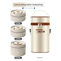 GENERICO - LONCHERA TERMICA X3 RECIPIENTES ALMUERZO ACERO INOXIDABLE