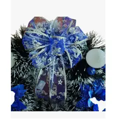 GENERICO - Corona De Navidad Azul Decorada De 35 Cm