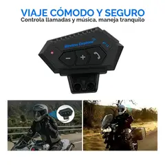 OEM - Intercomunicador Auriculares Casco Bluetooh Bt12 Moto Musica Sikeo Color Negro