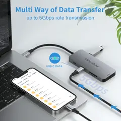 GENERICO - Adaptador Hub Usb C, Dongle 8 En 1, 4k A 30hz Hdmi