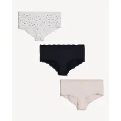 SEVEN SEVEN - Set X3 Cacheteros Texturizados X3 Para Mujer Marfil