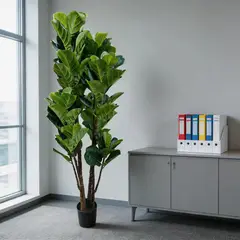 POLASUP - Planta Artificial Ficus Lyrata 1.6 m Realista Decorativa para Hogar Sala Oficina Interior Exterior