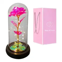 MIELTECH - Rosa Eterna En Cúpula Con Luces Led, Regalo Especial