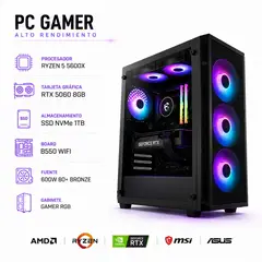 AMD - PC GAMER RYZEN 5 5600X - RTX 5060 8GB - 1TB SSD NVMe - 16GB RAM - B550 WIFI - 600W 80+ BRONZE