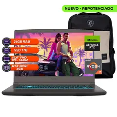MSI - PORTATIL GAMER Thin A15 - RYZEN 7 7735HS - RTX 3050 4GB - 24GB RAM - SSD 1TB - 15.6” FHD 144Hz
