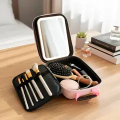 GENERICO - Maletín de Maquillaje con Espejo LED Organizador Portátil