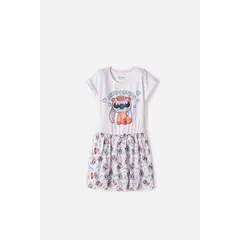 DISNEY - Vestido de Stitch y Capybara manga corta multicolor para niña