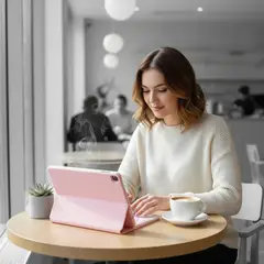 GENERICO - ESTUCHE TECLADO CON TRACK PAD PARA IPAD 10.2 7/8/9 GENERACION + BOLSO ROSA