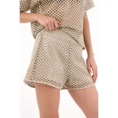 TOPMARK - Short tipo malla café para mujer