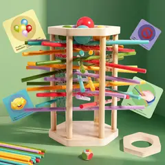 GENERICO - Juego de mesa de madera Montessori para niños de 3, 4, 5, 6 años, palos coloridos, dados y tarjetas