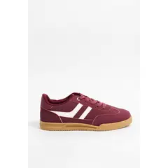 KOAJ - Tenis urbano rojo tinto con líneas blancas y suela cont Mujer