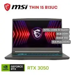 MSI - PORTATIL THIN 15 B13UC-3464XCO INTEL CORE I7 13620H 8GB 512GB 15,6" FH GRAY