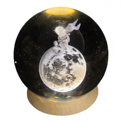 GENERICO - Lampara Esfera 3d Cristal De Principito De 8cm + Base
