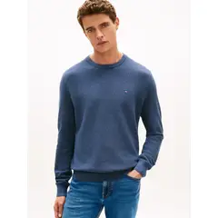 TOMMY HILFIGER - Saco azul con cuello redondo y logo bordado