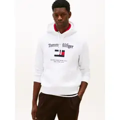 TOMMY HILFIGER - Buzo blanco con capota con logo gráfico