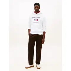 TOMMY HILFIGER - Buzo blanco con capota con logo gráfico