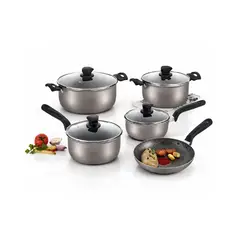 Imusa - Batería de Cocina Talent Antiadherente 9 Piezas Gris