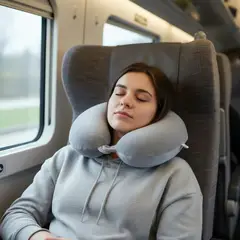 GENERICO - Almohada De Viaje Ergonómica, En Espuma Viscoelastica Color Gris Claro