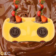 SOKANY - Set De Fondue Chocolatera Doble Eléctrica Amarillo