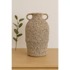 GENERICO - Adorno Jarrón En Ceramica Diseño Texturizado Con Puntos Café 39 X 20 Cm