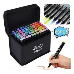 GENERICO - Marcadores Artísticos Touch 80 Colores Doble Punta + Estuche