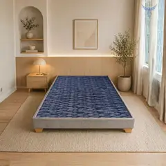 GENERICO - Base cama Doble dividida color Gris pata madera