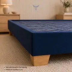 GENERICO - Base cama semidoble dividida color azul pata madera