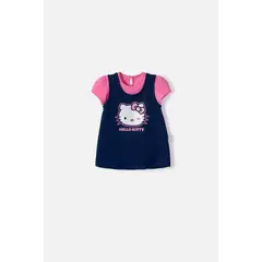 HELLO KITTY - Vestido de manga corta azul y rosado para bebé niña