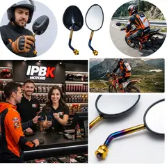 GENERICO - Espejos retrovisores koso ovalados carbono moto universal