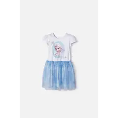DISNEY - Vestido de Frozen con tull blanco para niña 2T a 6T