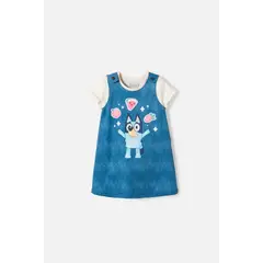 BLUEY - Vestido de multicolor corto para niña 2T a 6T