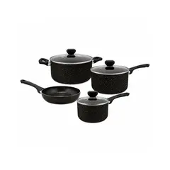 Imusa - Batería de Cocina Titanium Force 7 Piezas Antiadherente Negro