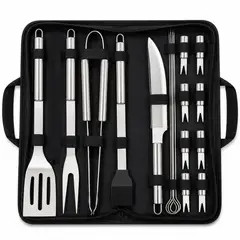 ONE PIXEL - Set Utensilios Para Parrilla BBQ X19 Piezas Ergonomico Duraderos