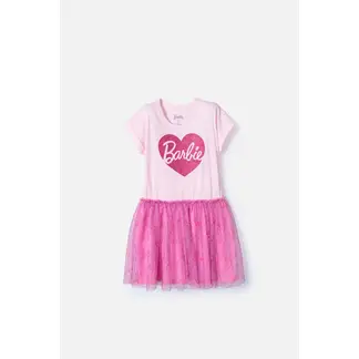 MATTEL - Vestido de Barbie rosado con tul para niña