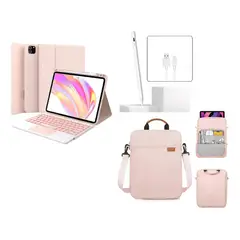 GENERICO - FORRO ESTUCHE TECLADO TRACK PAD PARA IPAD AIR 11 CHIP M2 2024 + LAPIZ ROSA