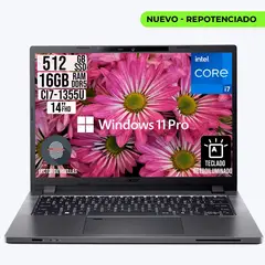 ACER - Portatil Travelmate Intel Core i7-1355U RAM 16GB SSD 512GB LCD 14 W11 Profesional