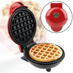 GENERICO - Máquina De Waffles Eléctrica Mini 750W Doble Plancha Roja - 11.3x15x7.5cm