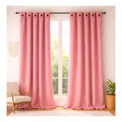 GENERICO - Cortinas 2 Paños 270 x 215 jacquard palo de rosa