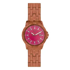 YESS - Reloj Color Cobre Tablero Rosado Para Dama S388-07