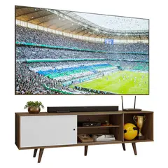 MADESA - Centro de Entretenimiento Mesa para TV Torino Hasta 80 Pulgadas Marrón/Blanco (Patas Marrón)