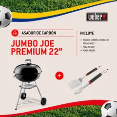 WEBER - COMBO ASADOR DE CARBON JUMBO JOE PREMIUM 22 pulgadas + accesorios.