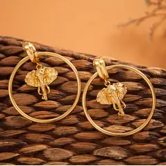 AMORINO JEWELRY - Candongas Elephant con Baño de Oro de 24 kt de 5 Micras