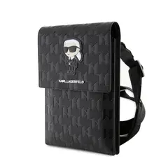 KARL LAGERFELD - Bolso para Teléfono con Correa y Ranuras para Tarjetas Negro + OBSEQUIO KARL GRATIS